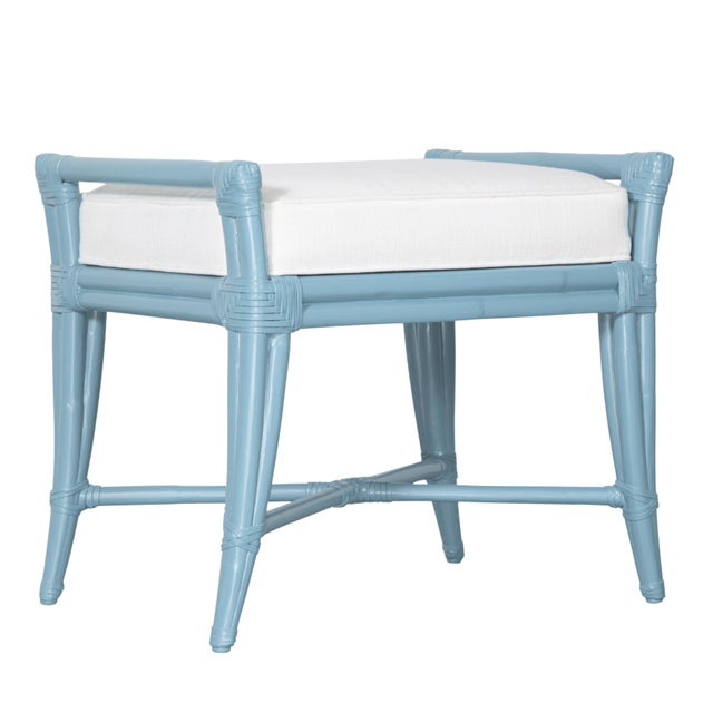 Not Yet Made - Made To Order Small Malacca Bench - Pool Blue For Sale - Image 5 of 8
