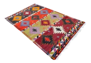 Vintage Handwoven Turkish Kilim Flat Weave Rug – Collector’s Boho Decor & Farmhouse Statement – 4′8″ X 7′3″