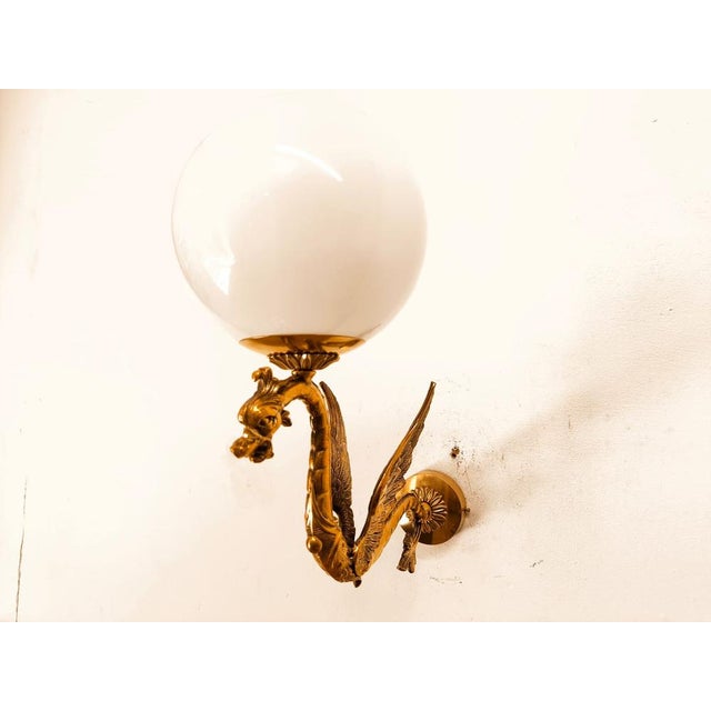 Brass Dragon Wall Light with Sphere Glass For Sale - Image 11 of 13