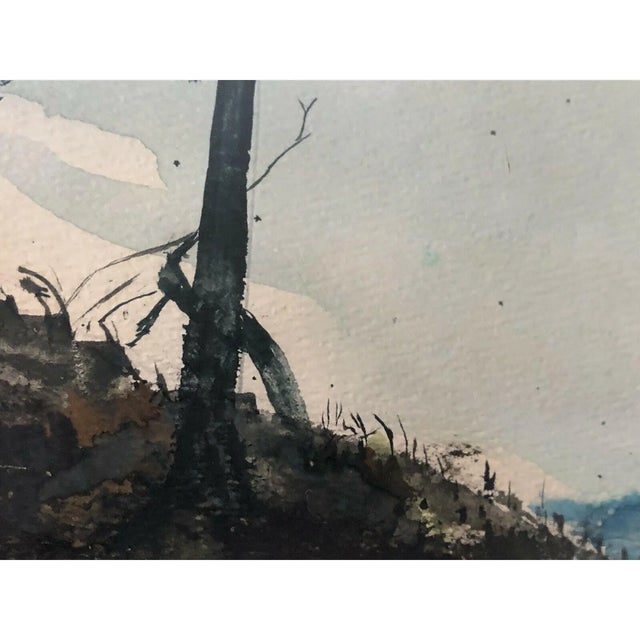 1960s Vintage Landscape Painting, Evergreens, Framed For Sale - Image 4 of 11