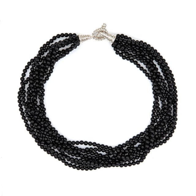 Modern Mid 20th Century Tiffany & Co Necklace Onyx Multi Strand Torsade Toggle Vintage For Sale - Image 3 of 4