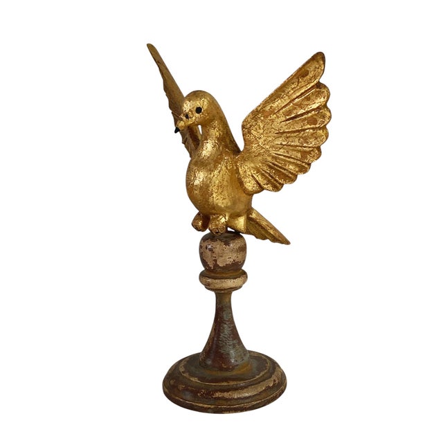 Wood Vintage European Carved Wood Dove the Holy Spirit Sculpture on Finial 10.75" H For Sale - Image 7 of 8