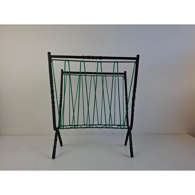 Mid-Century Czechoslovakian Magazine Rack with Green Wire, 1960 For Sale - Image 9 of 18