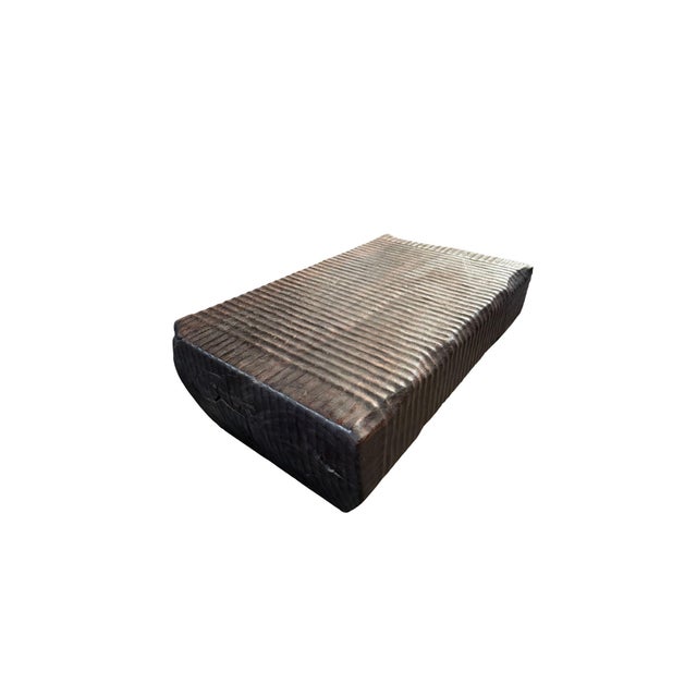 Brown Sculptural Solid Suar Wood Coffee Table With Espresso Burnt Finish For Sale - Image 8 of 9