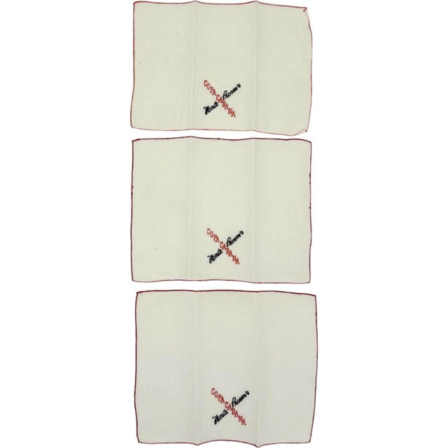 Textile Vintage Copacabana Nyc Nightclub Linen Napkins - Set of 3 For Sale - Image 7 of 9