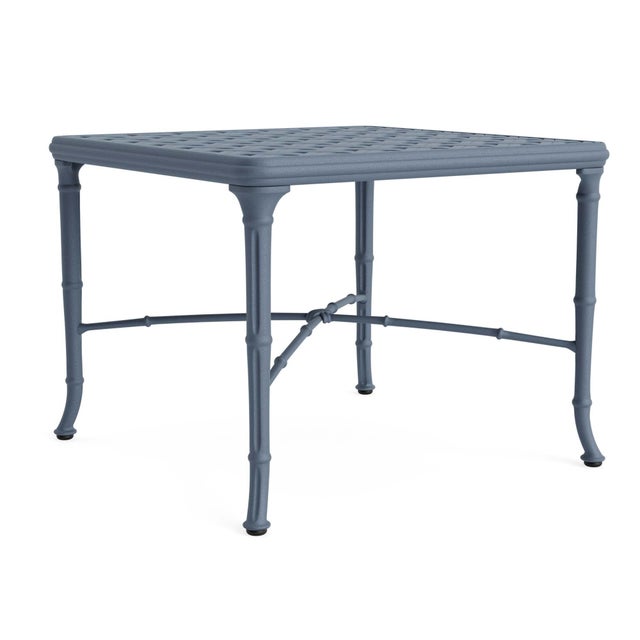 Brown Jordan Calcutta 26" Square Cast Top Corner Table in Sapphire For Sale