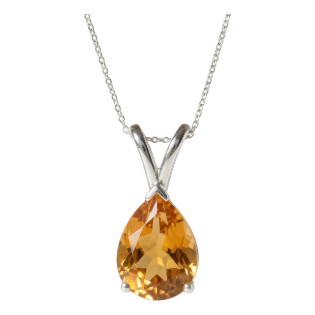 925 Silver Citrine Statement Gemstone Pendant, November Birthstone Pendant for Woman For Sale