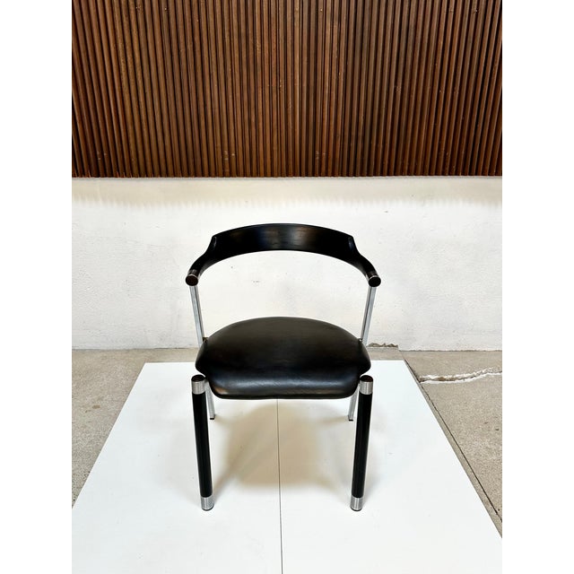 Modern Sculptural Chair in Steel, Wood and Leather, Germany, 1980s For Sale - Image 3 of 18