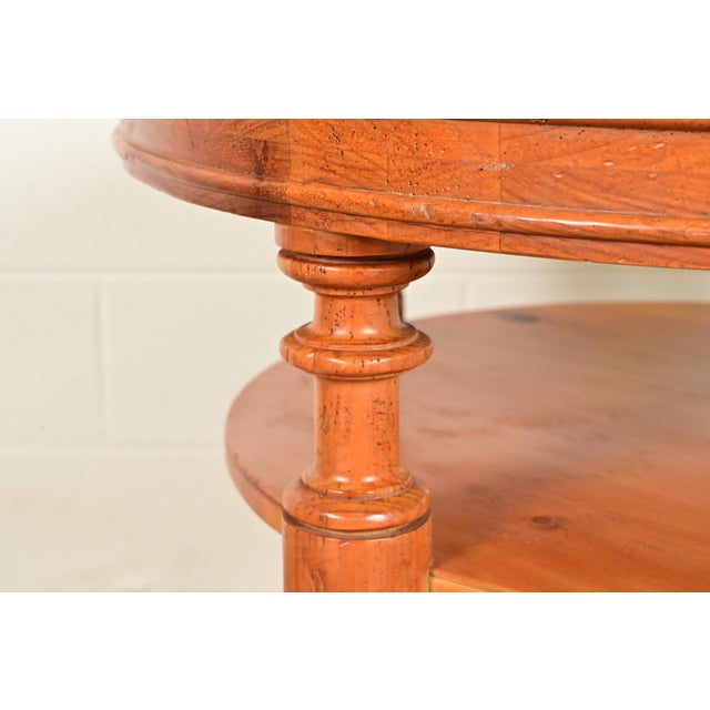 Brown Baker Furniture Italian Provincial Pine and Travertine Top Tea Table or Center Table For Sale - Image 8 of 12