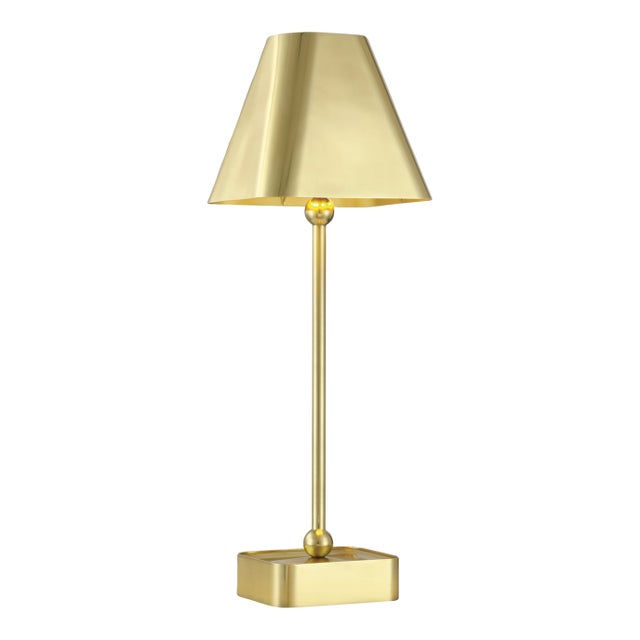 Currey & Company Gadabout Brass Cordless Table Lamp For Sale