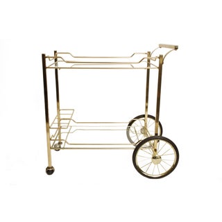 Vintage Brass and Glass Bar Cart For Sale
