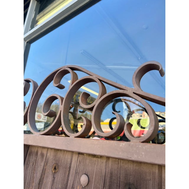 Brown Vintage 1920s Wooden Double Entry Gates With Speakeasy and Hardware - a Pair For Sale - Image 8 of 12