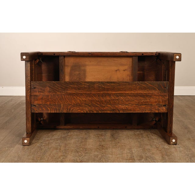 Antique Arts & Crafts Library Table Writing Desk For Sale - Image 17 of 18