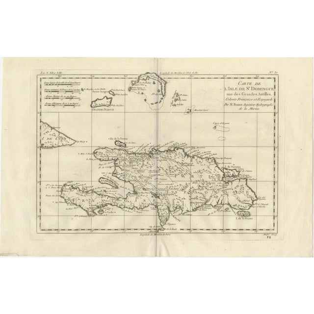 Hispaniola St Domingue – French & Spanish Antilles Map by Rigobert Bonne, c.1780 This finely engraved late-18th-century...