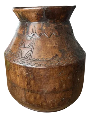 Large Vintage Handcrafted & Carved Wooden Vessel