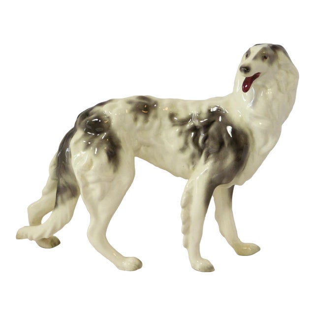 Rare Vintage Goldscheider Porcelain Borzoi Figurine – Robert Ullman Design C. 1940s For Sale