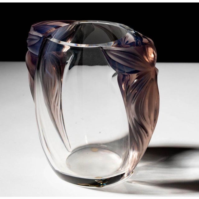 Lalique Art Deco Lalique Clematites Amethyst Crystal Vase For Sale - Image 4 of 5
