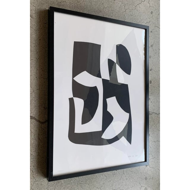 Black and white geometrical Lithograph, Atelier cpu 2018, purchased at San Francisco gallery.
