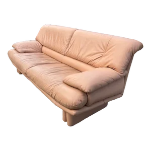 1980 Postmodern Italian Leather Peach Sofa