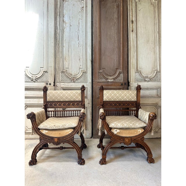 Renaissance Castle Armchairs, France, 1880, Set of 2 For Sale - Image 13 of 13