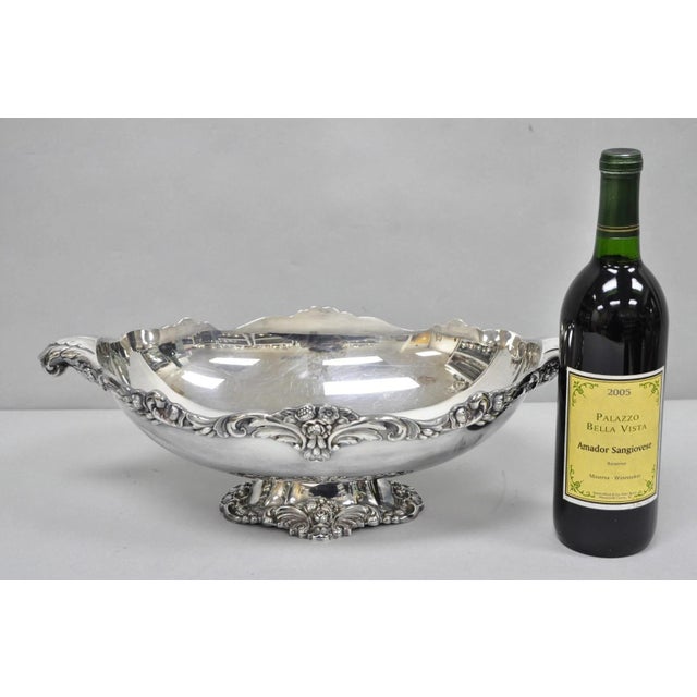 Vintage Victorian Silver Plated Oval Pedestal Base Rose Pattern Fruit Bowl by Lunt. Item is engraved to the underside...