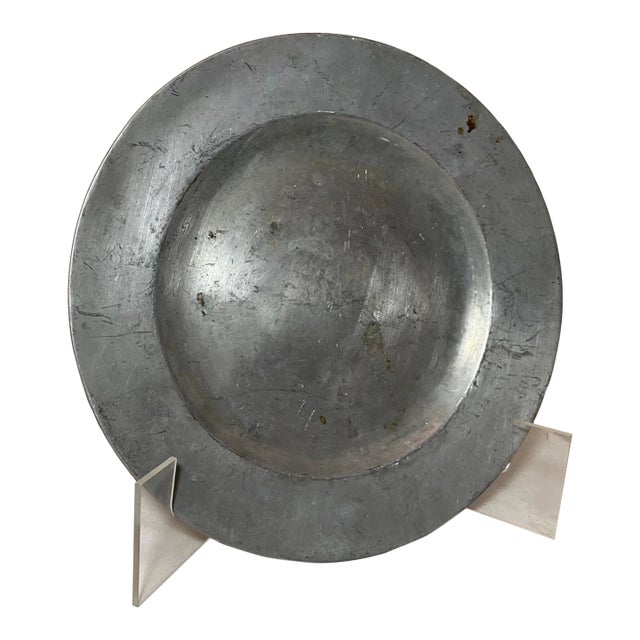 Rare Antique 18th Century European French Forged Pewter Dinner Plate Dish For Sale