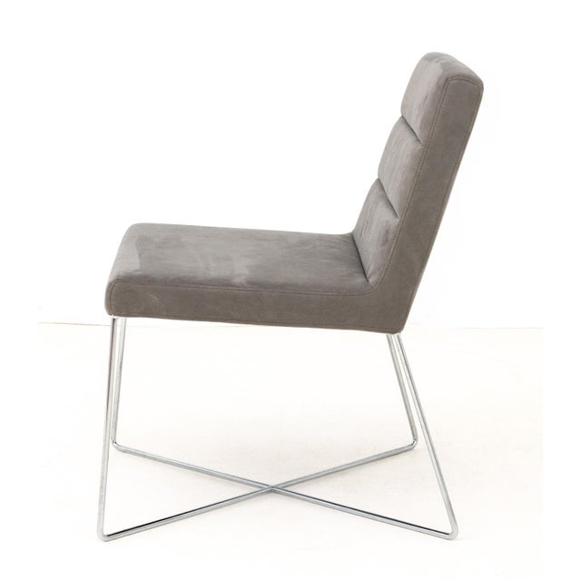 Early 21st Century Ligne Roset Gray Suede Upholstered Side Chair For Sale - Image 5 of 7