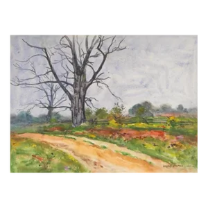 Antique 1922 New England Landscape Painting by Egbert Cadmus