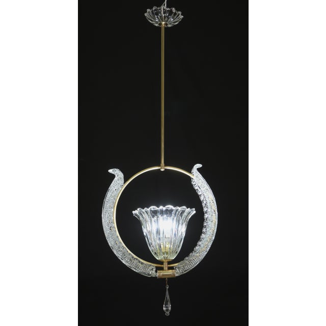 Transparent 1950s Amazing Murano Glass Art Deco Pendant Chandelier by Ercole Barovier, 1940s For Sale - Image 8 of 16