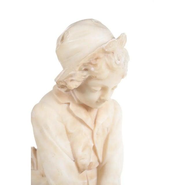 Italian 19th Century Italian Alabaster Sculpture of Boy Jumping a Post, Signed, by Grossi For Sale - Image 3 of 9