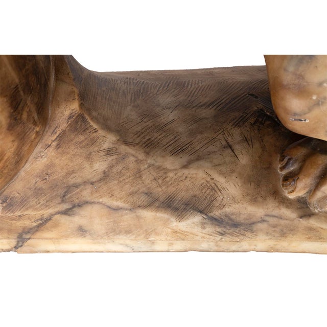 Late 20th Century Carved Alabaster Tiger Sculpture For Sale - Image 9 of 9