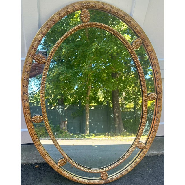 Mirror Fair Carved Oval Giltwood Mirror by Stephen Cavallo For Sale - Image 4 of 7