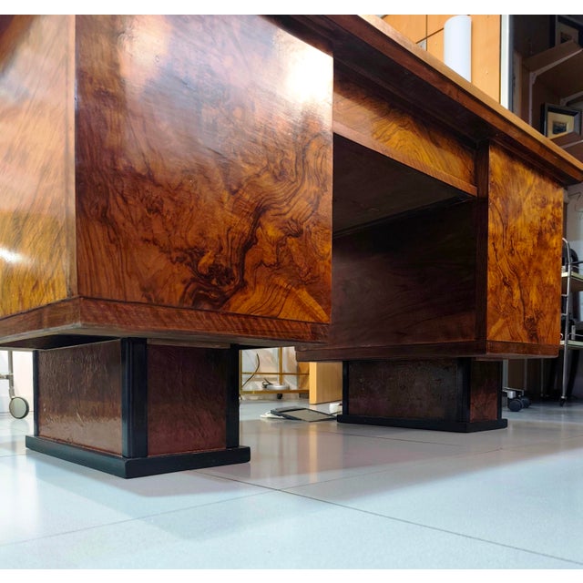Wood Vintage Burl Walnut Desk, 1930s For Sale - Image 7 of 17