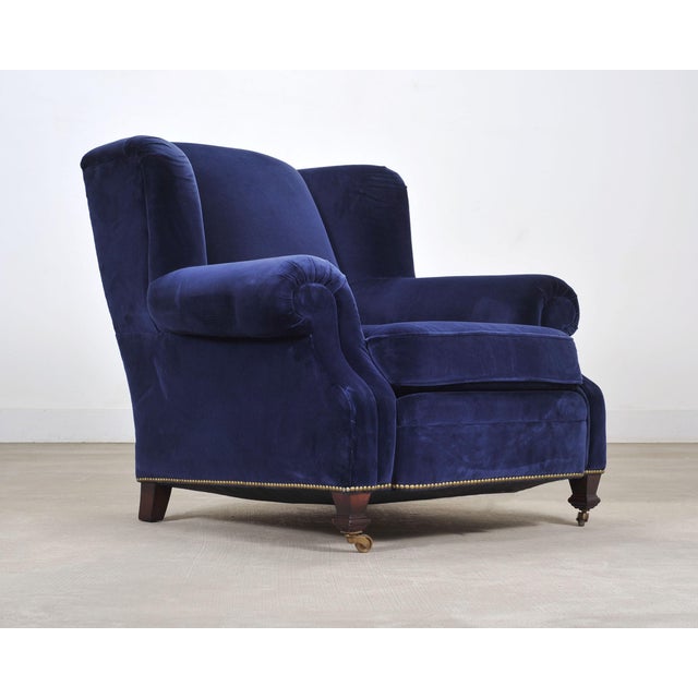 English Ralph Lauren English New Bohemian Artist’s Chair in Blue Velvet For Sale - Image 3 of 18