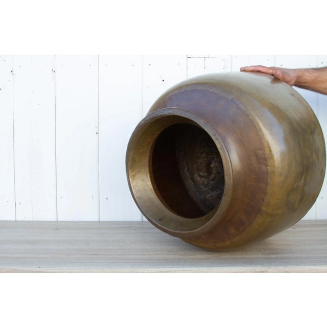 Brass Large Antique Brass Water Pot For Sale - Image 8 of 10