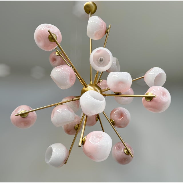 Glass 21st Century Ombre Blush Sputnik Chandelier by Fabio LTD For Sale - Image 7 of 11