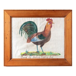 French School Artist, When the Rooster Crows, Credit Will Be Given, 19th Century, Gouache on Paper, Framed For Sale