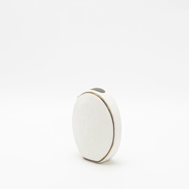 R & Y Augousti Shagreen Vase With Brass Details by R&y Augousti For Sale - Image 4 of 7