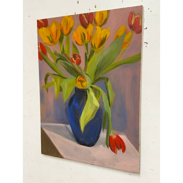 Design Plus Gallery presents a Still Life Painting in Stretched Canvas. The medium is a bountiful vase of red + yellow...