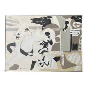 Horses and Ruins, Collage Mixed Media on Paper by Julian Edwin Levi, Rome c.1968