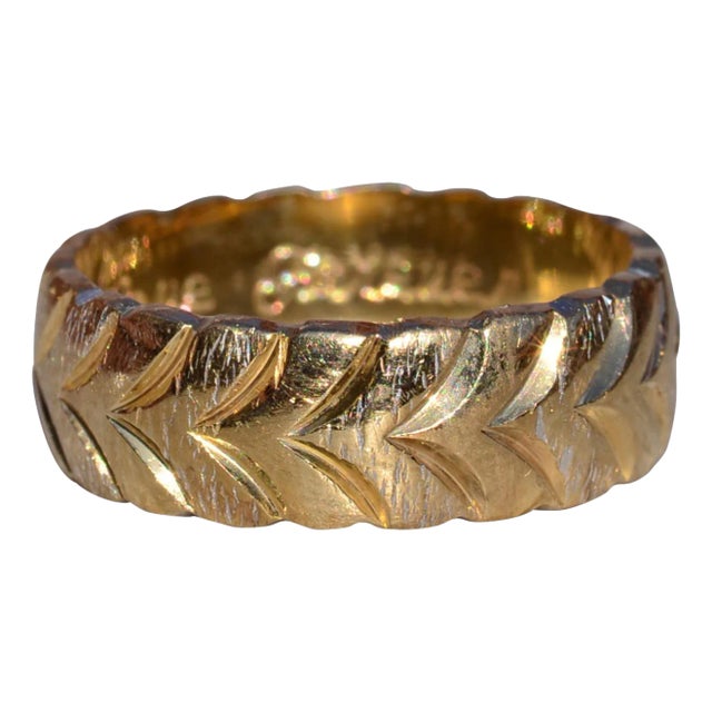 The Rokeby: Ladies 14K Yellow Gold Chevron Band For Sale