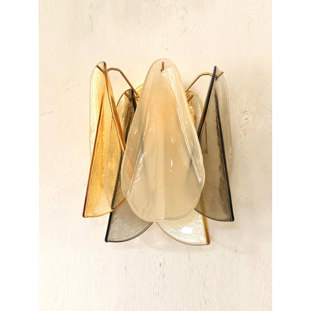 2020s Contemporary Modern Multicolor Amber "Rondini" Murano Wall Sconces- Set of Two For Sale - Image 5 of 9