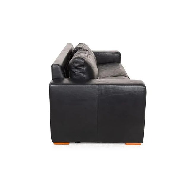 Black Vintage Three-Seater Sofa in Black Leather from Lederland For Sale - Image 8 of 11