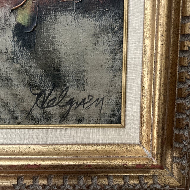 Mid Century Modern Textured Painting of Floral Arrangement in Vase Artist Signed Framed For Sale - Image 10 of 12