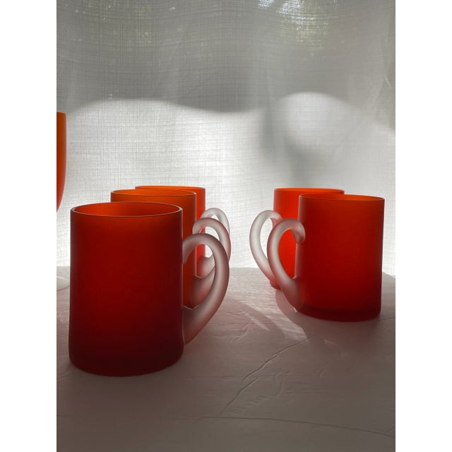 Orange Set of 5 Vintage Orange Satin Glass Carlo Moretti Mugs For Sale - Image 8 of 13