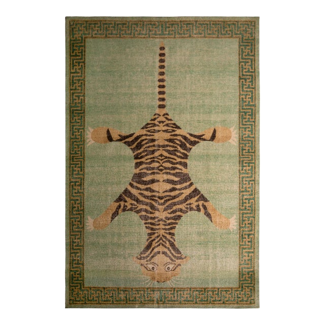Rug & Kilim’s Oversized Tiger Rug in Green, 12x18 For Sale