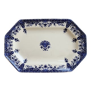 Rouen Oval Ironstone Serving Platter from Longchamp, 1890s For Sale