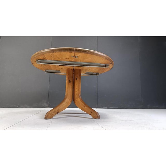 Wood Round Pine Wood Dining Table by Rainer Daumiller, 1970s For Sale - Image 7 of 10