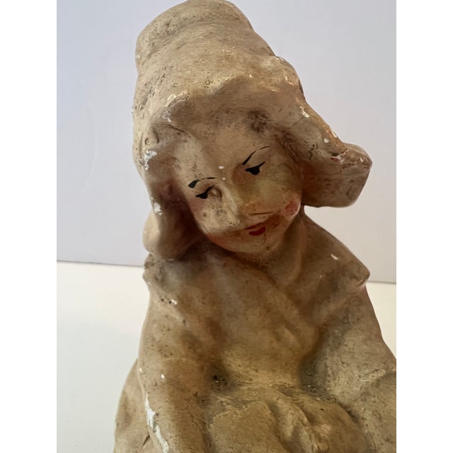 Art Deco 1930s Girl With Bonnet Statue For Sale - Image 3 of 5