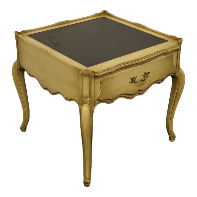 John A. Colby & Sons French Provincial Pickled Wood 25" Square Accent End Table For Sale